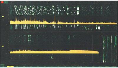 1998년 9월 18일 포항~울릉도에서 진행된 실용시제품 최대 탐지거리 시험의 표적 탐지 화면. ADD 제공