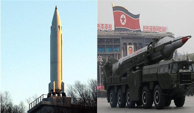 구 소련 최초의 SLBM인 R-13(왼쪽)과 북한이 골프급 잠수함에 탑재된 R-27(SS-N-6)을 기술기반으로 만든  무수단 미사일(오른쪽).   사진 출처=Wikimedea  Commons