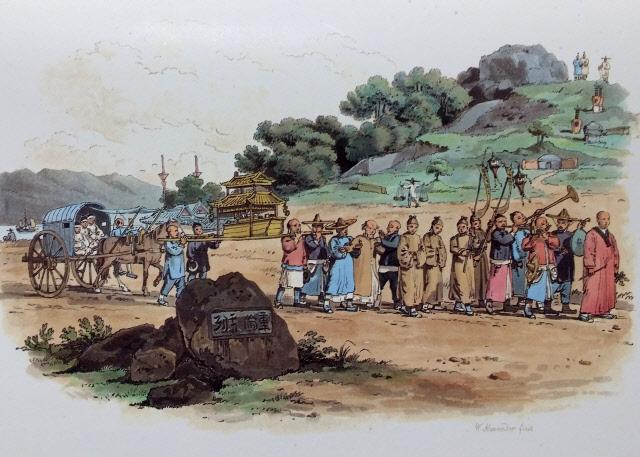 1793년 영국 화가가 그린 청나라 장례 행렬. 필자 제공