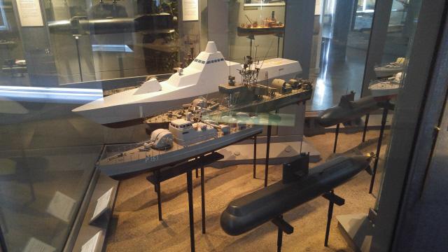 스웨덴 해군이 보유하고 있는 각종 함정의 모형.