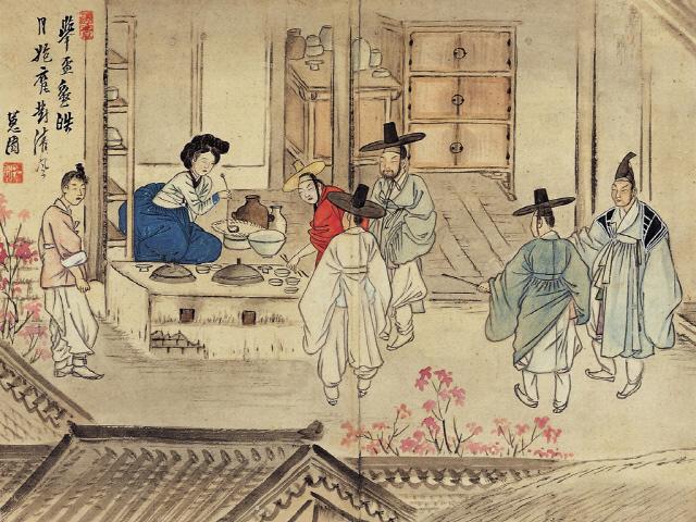 연암과 같은 시대를 살았던 신윤복이 그린 조선의 술집(국보 135호의 일부, 간송미술관 소장). 필자 제공