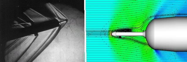 신궁 항력감쇄기에 대한 풍동 실험 사진과 해석.  국방과학연구소.