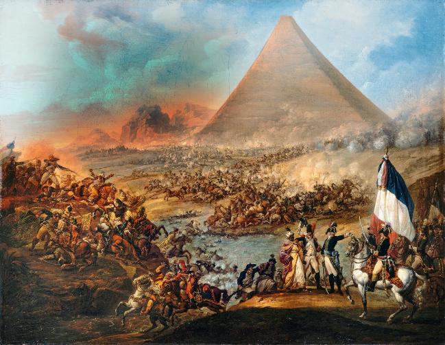 나폴레옹이 이집트 원정 중 벌인 ‘피라미드 전투’를 묘사한 작품. 필자 제공