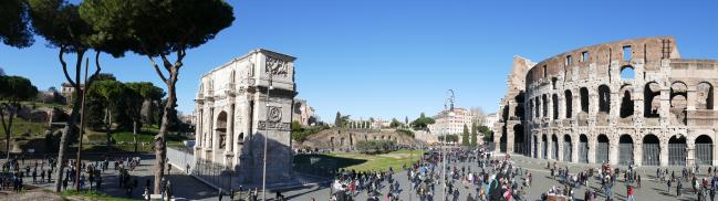 콘스탄티누스 개선문(왼쪽)과 로마의 원형 경기장인 콜로세움의 모습. .  사진=픽사베이