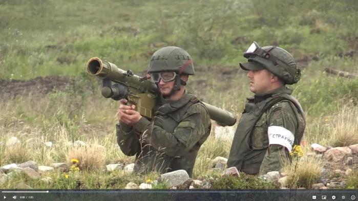 러시아군의 이글라 사격훈련 모습. 유튜브 동영상 캡처. 