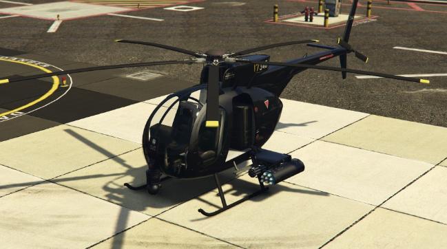 ‘GTA 5’에 등장하는 500MD 공격헬기. 플레이어가 돈을 모아 구매할 수 있고, 실제 탑승 후 조작이 가능한 기체로 등장한다.  필자 제공