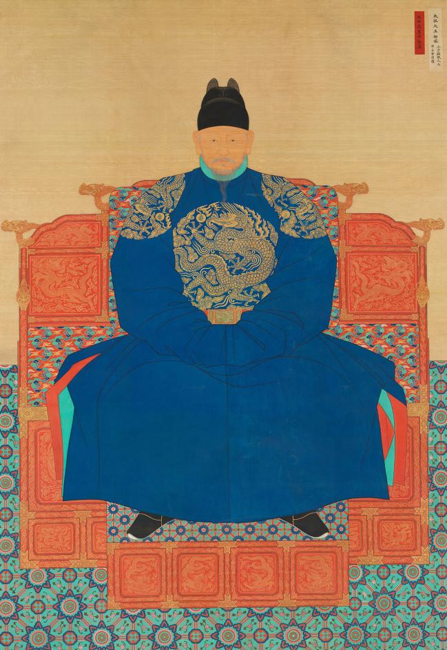 경기전의 태조 어진(초상화). 태조 어진(국보 제317호)은 건국자의 어진이라는 점에서 조선왕조를 상징한다. 『명종실록』에 의하면 태조 어진이 26축 있었다고 하나 현재 남아 있는 것은 경기전의 태조 어진이 유일하다.