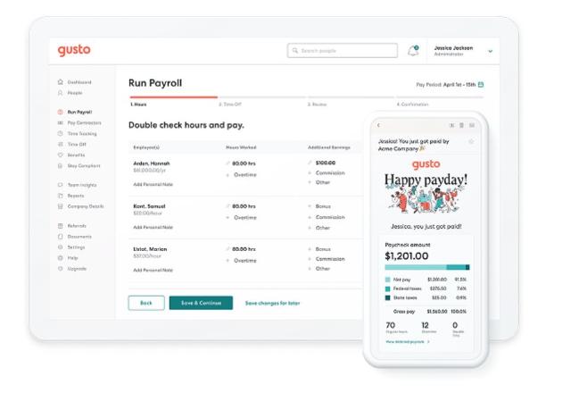 거스토의 웹사이트와 앱 페이 시스템. 급여, 인사, 복지, 보험 등을 한눈에 볼 수 있게 정렬해준다.  사진=거스토