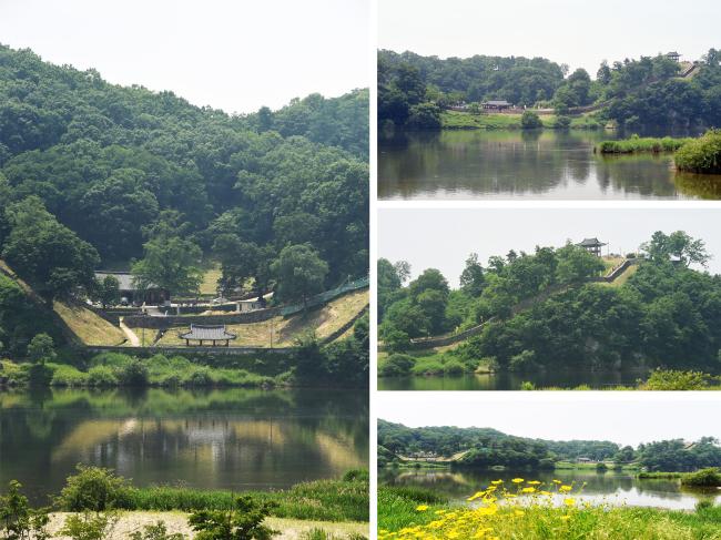 금강과 접해있는 만하루(조선시대에 건립된 누각) 뒤로 영은사가 보인다. 영은사는 임진왜란 당시 승병의 훈련소로 사용되기도 했다.
