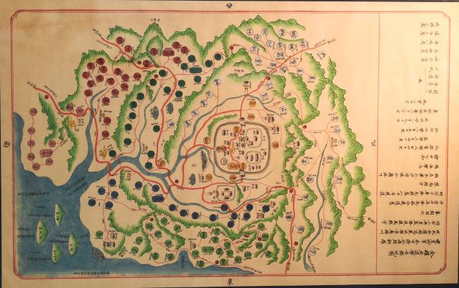 낙안읍성의 위치와 주변 지형 등을 그린 조선시대 지도로 ‘전라좌도 낙안군 지도’라고 쓰여 있다.
