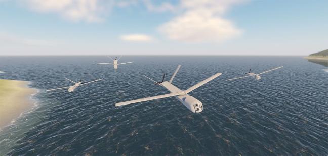 최근 스페인이 새로운 체계 개발에 나서며 군사적으로 주목받고 있는 무인항공기(UAV) 군집운용체계의  비행 모습.  출처 = janes.com