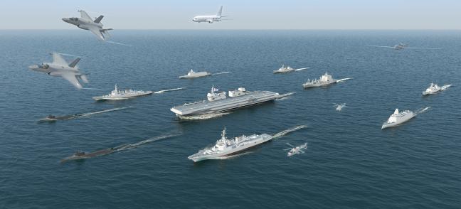 대한민국 해군이 제시하고 있는 경항모전단 개념도. 대한민국 해군
