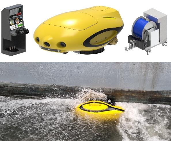 치로는 로봇 자체와 윈치, 운용 콘솔로 구성되며 차량이나 소형선박에 세트로 탑재 운용된다(위). 치로가 선체를 세척하는 모습(아래). 사진 = www.slm-global.com
