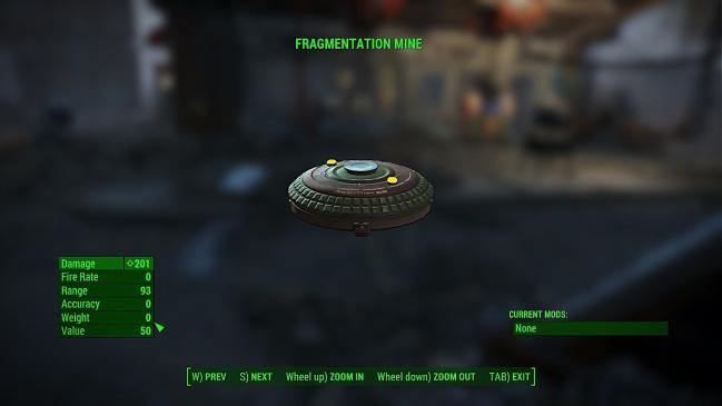 ‘폴아웃 4’의 폭발 지뢰. 어두운 실내에서 함정처럼 놓여 있는 지뢰를 밟는 순간 다리를 다쳐 이동 속도가 느려지며, 계속 밟을 경우 사망한다.  필자 제공