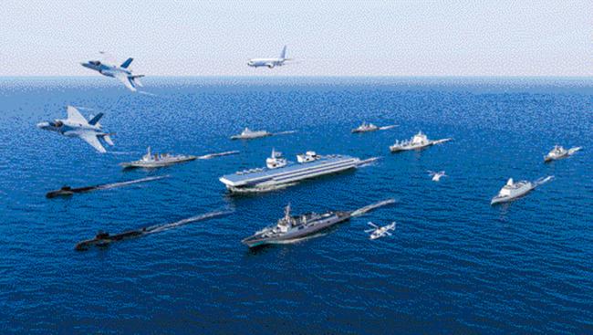 경항공모함이 중심이 된 해군 항모전투단 개념도. 해군 제공