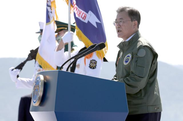 기념사하는 문재인대통령. 조종원 기자