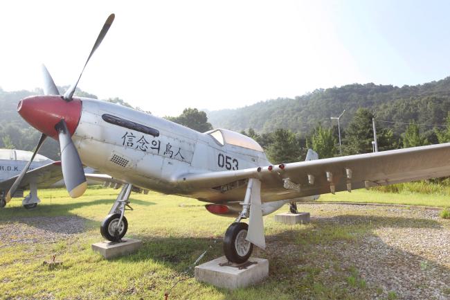 김영환 장군이 조종했던 한국 공군 최초의 전투기인 F-51 무스탕. 2차 세계대전과  6·25 전쟁에서 맹활약했다.  