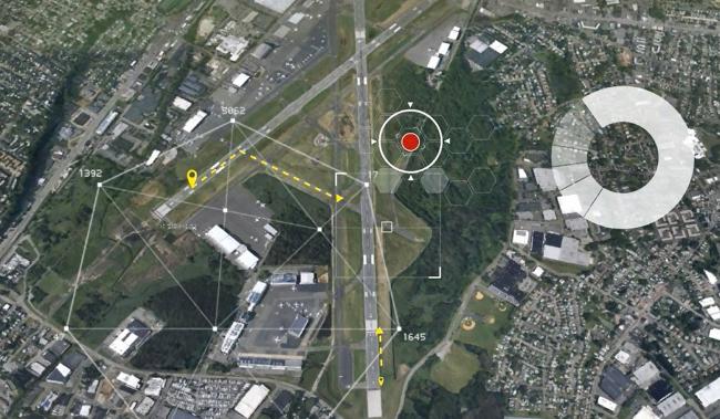 기지작전 3차원 상황감시·통제체계 구현 예시.  