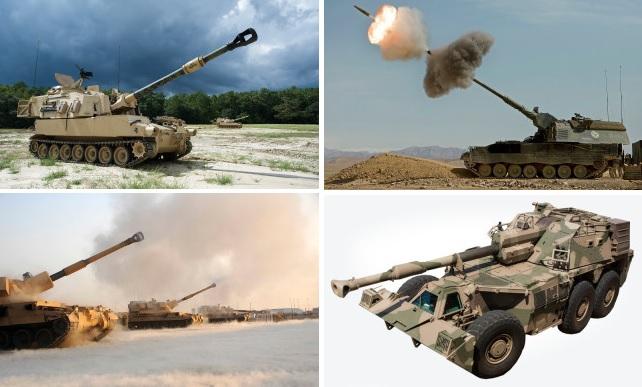  1980~90년대 개발이 추진된 선진국의 주요 자주포. 왼쪽 위부터 시계방향으로 M109A6, PzH2000, AS90, G6-52. ⓒ public domain.
