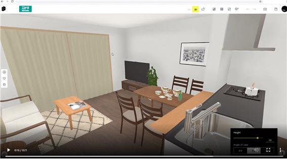 가상 공간에 가구와 실내장식 소품을 배치하는 시뮬레이션 기능은 공간의 활용을 미리 알려준다. 
 사진=어반베이스 동영상 