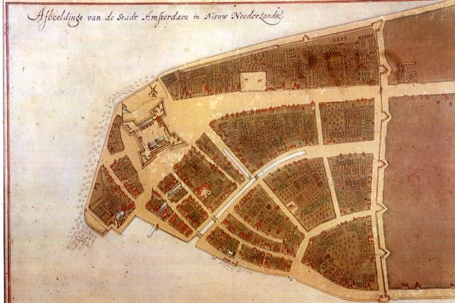 현재 뉴욕 맨해튼인 ‘뉴 암스테르담’의 1660년 지도. 사진=위키피디아