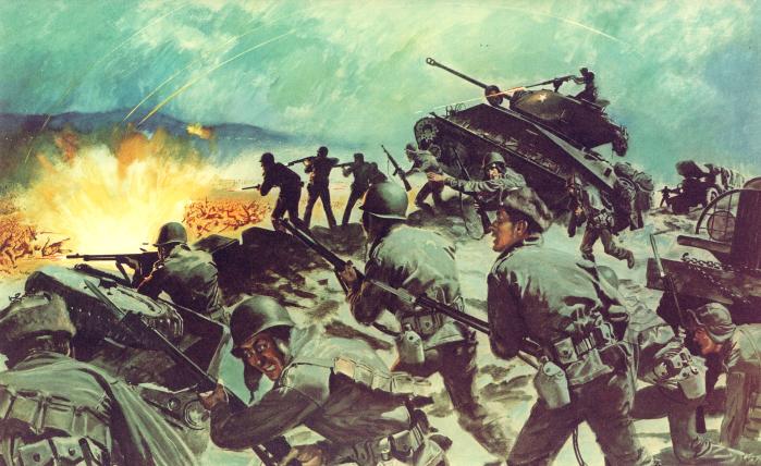 지평리전투를 기록한 '지평리 돌파(Breakthrough at Chipyong-Ni). 사진=www.history.army.mil 