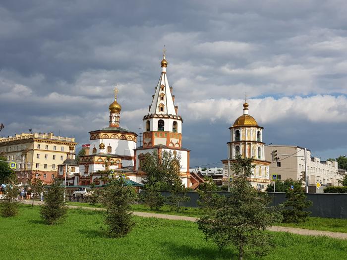이르쿠츠크 시내의 러시아정교회 전경.