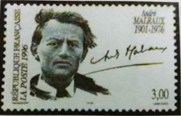 앙드레 말로의 친필이 새겨진 우표.