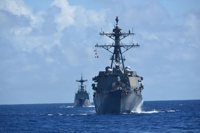 일본 해상자위대가 지난 6월 미국 괌 근해에서 실시된 ‘2023 퍼시픽 뱅가드(Pacific Vanguard·태평양 선구자) 훈련’에 참가한 모습. 퍼시픽 뱅가드 훈련은 미국 7함대사령부 주관으로 한국·미국·호주 해군 및 일본 해상자위대가 참가하는 다국 간 해양훈련으로 2019년 이후 매년 실시하고 있다. 사진=일본 해상자위대 홈페이지