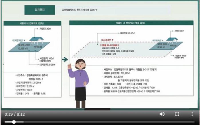 국방건축행정시스템 교육 영상 모습. 부대 제공