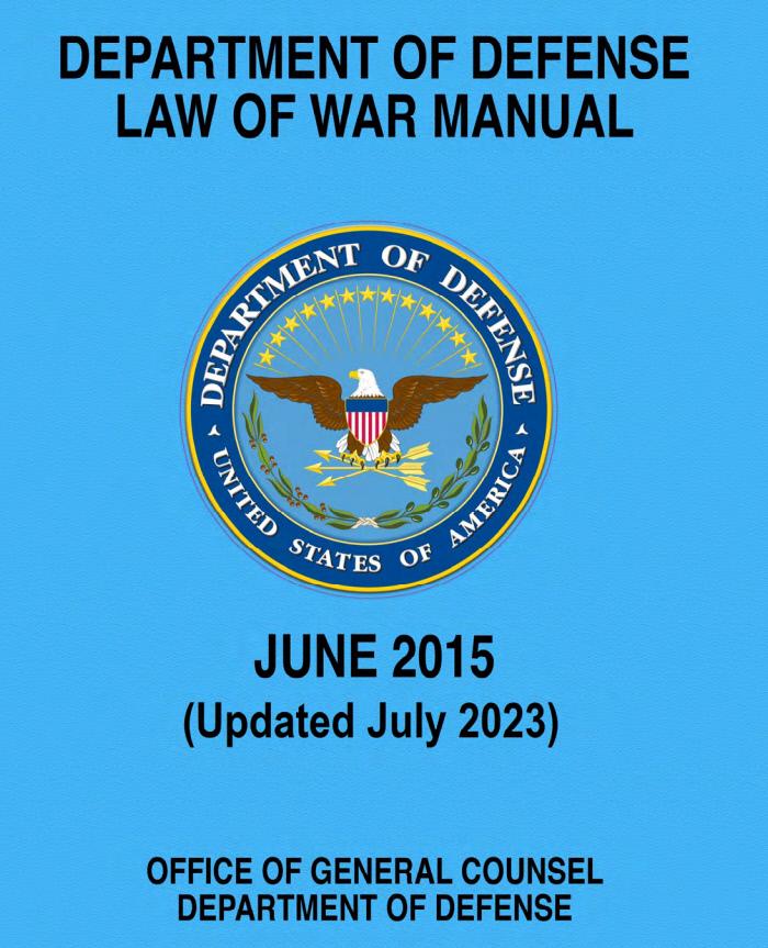 미 국방부 및 육군 전쟁법 매뉴얼. 출처=media.defense.gov