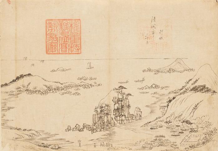 김홍도(1745~1806 이후), ‘청간정’, 『해동명산도첩 海東名山圖帖』, 1788년 이후, 종이에 먹, 30.5×40.3㎝, 국립중앙박물관