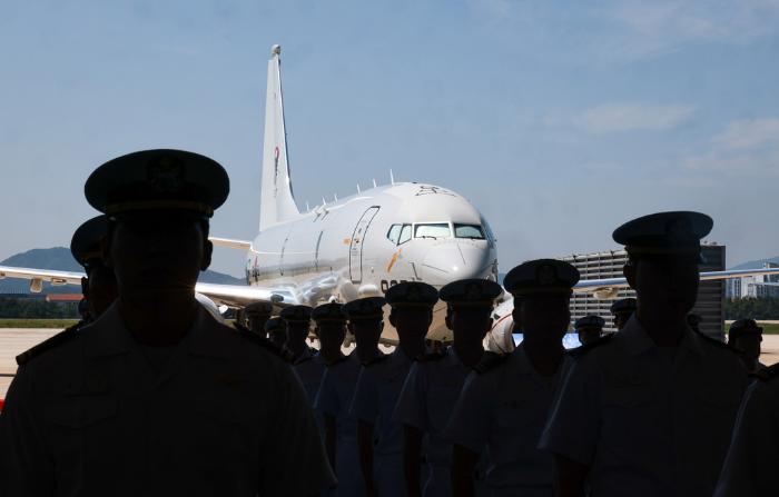 해상초계기 ‘P-8A 포세이돈’ 인수식. 김병문 기자