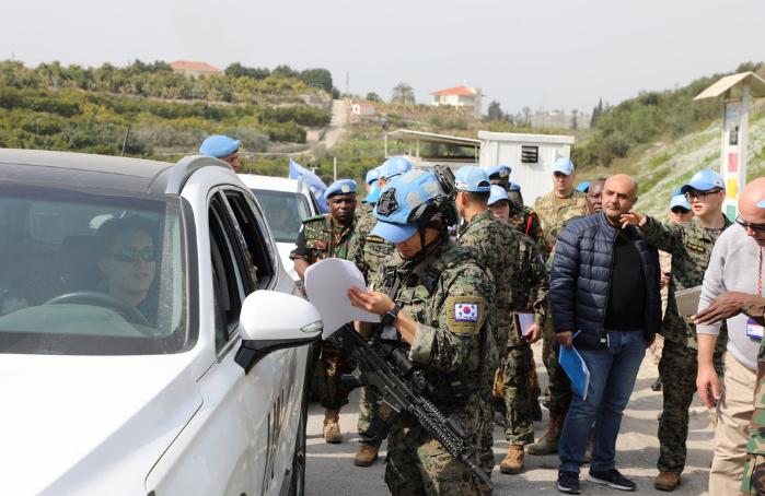 UNIFIL 주관 유엔직원 대피훈련 중인 부대원들.