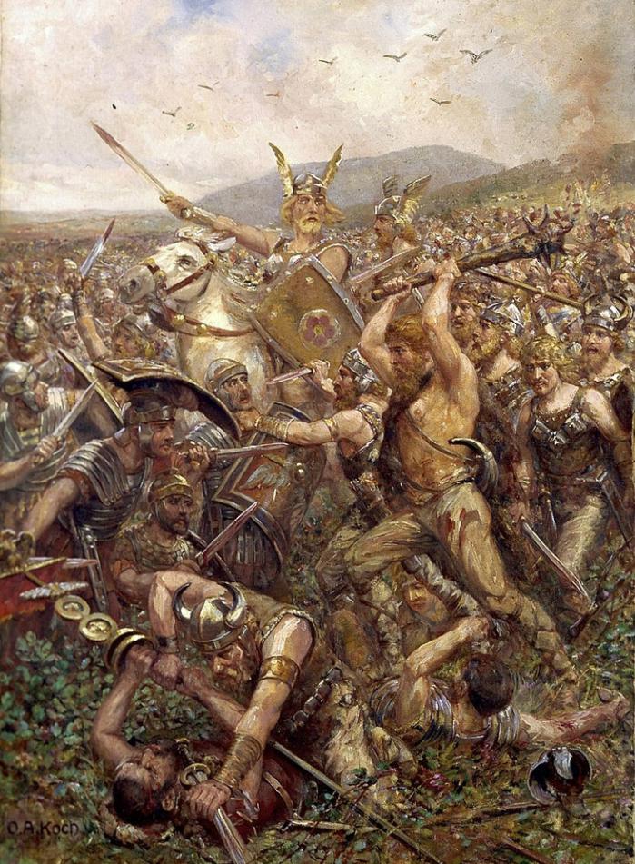 오토 알베르트 코흐가 1909년 그린 토이토브르크 전투 상상도.