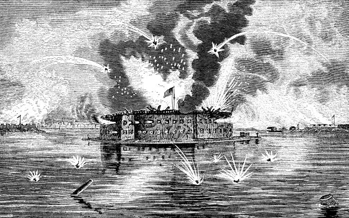 1861년 4월 12일 남북전쟁의 첫 포격이 이뤄진 섬터 요새의 전투를 묘사한 삽화. 사진=게티이미지뱅크