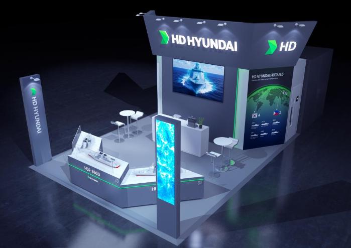 태국 방산전시회 D&S 2025에 마련된 HD현대중공업 전시 부스 조감도. HD현대중공업 제공