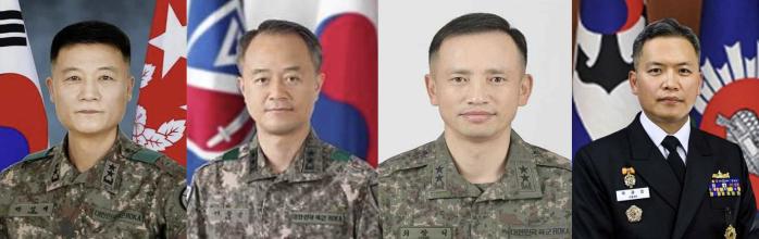 국방부가 13일 중장 진급 및 보직 인사를 발표했다. 사진은 이번 인사 때 새로 보직된 진급자들. 왼쪽부터 박성제 육군특수전사령관, 어창준 육군수도방위사령관, 최장식 육군참모차장, 곽광섭 해군참모차장. 국방부 제공
