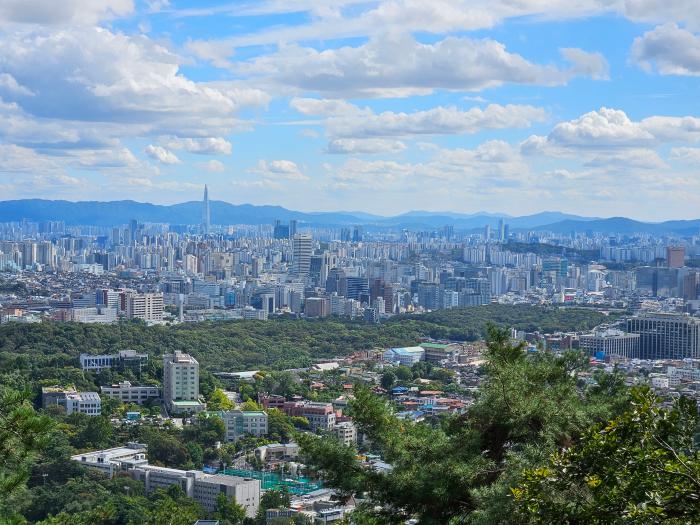 북악산 위에서 찍은 창덕궁 후원(중앙숲). 필자 제공