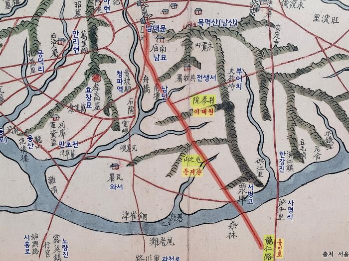 용산 일대를 그린 옛 지도.