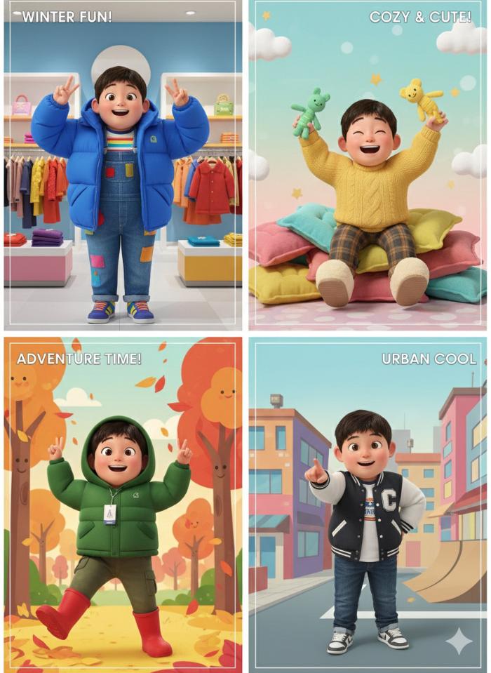 제미나이 2.5 플래시 이미지 ‘나노 바나나’로 제작한 실제 사진 기반 어린이 모델 화보. 필자 제공