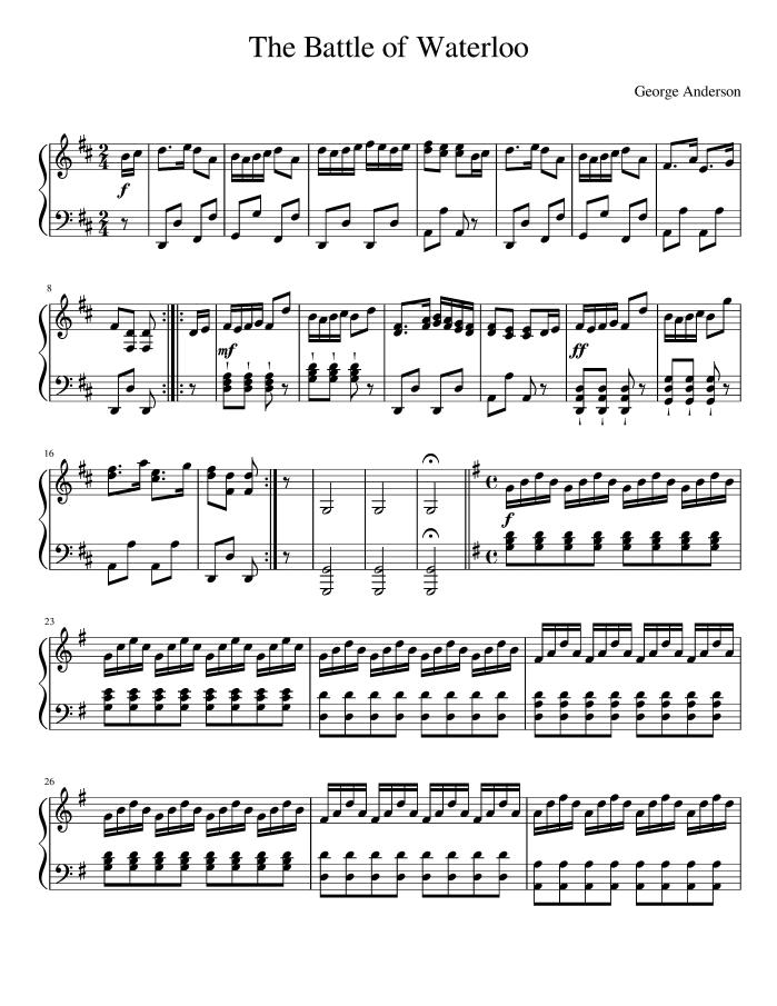 조지 앤더슨의 ‘워털루 전투’ 악보 일부