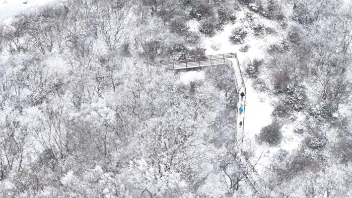 제주도 산지에 내려진 대설특보가 해제된 4일 오전 한라산 1100고지를 찾은 이들이 겨울 정취를 만끽하고 있다. 연합뉴스
