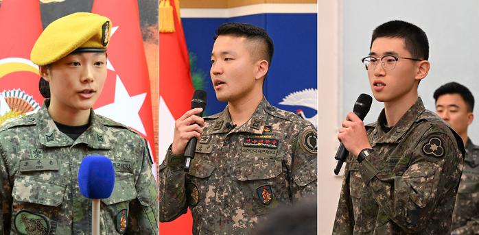 (왼쪽부터) 조주은 하사 육군5군단 특공연대, 이용준 중사 육군과학화전투훈련단, 정연우 하사 육군36보병사단 정보통신대대