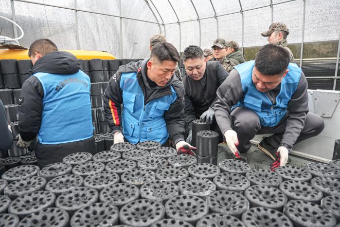 육군3보병사단 장병과 명품백골봉사단 소속 부사관들이 지난 10일 주둔지 인근에서 연탄 배달 봉사를 하고 있다. 사진 제공=이도선 상사