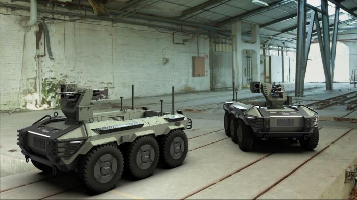 현대로템이 개발한 다목적 무인차량 HR셰르파. 현대로템 제공