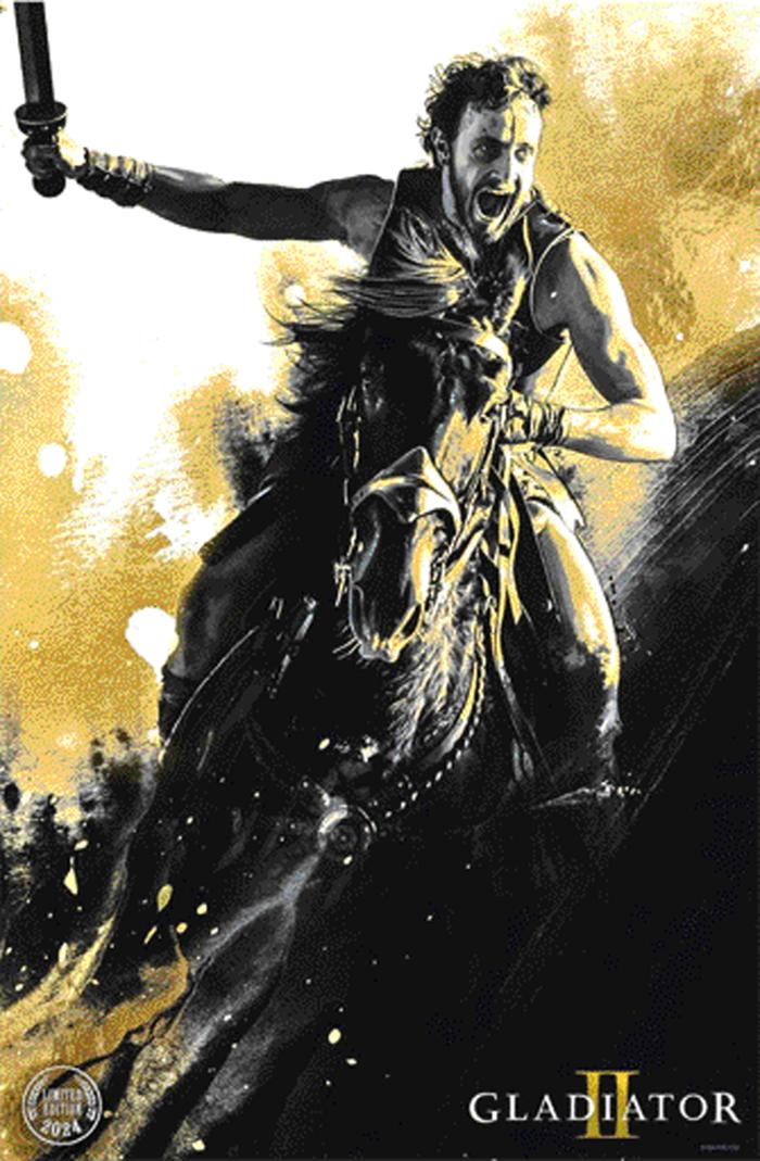 루시우스(폴 메스칼)가 콜로세움에서 검투사로 싸우는 모습. 파라마운트 픽처스 제공