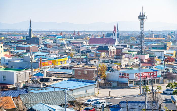 옥녀봉에서 본 강경 시내.