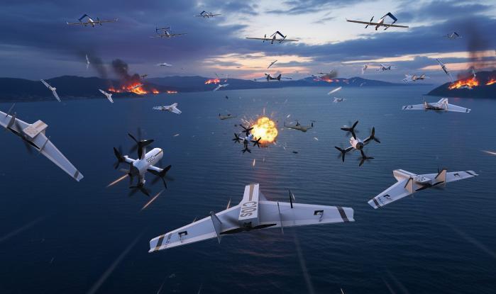 C10s 드론·C05s 드론이 적 드론을 요격하는 상상도. 출처=파블로항공