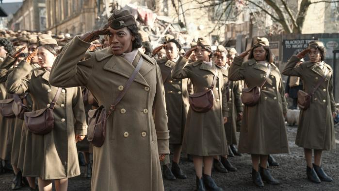 영화 ‘6888 중앙우편대대’는 제2차 세계대전 당시 유럽 전선에 파병된 유일한 흑인 여성 부대의 실화를 다룬다. 넷플릭스 제공